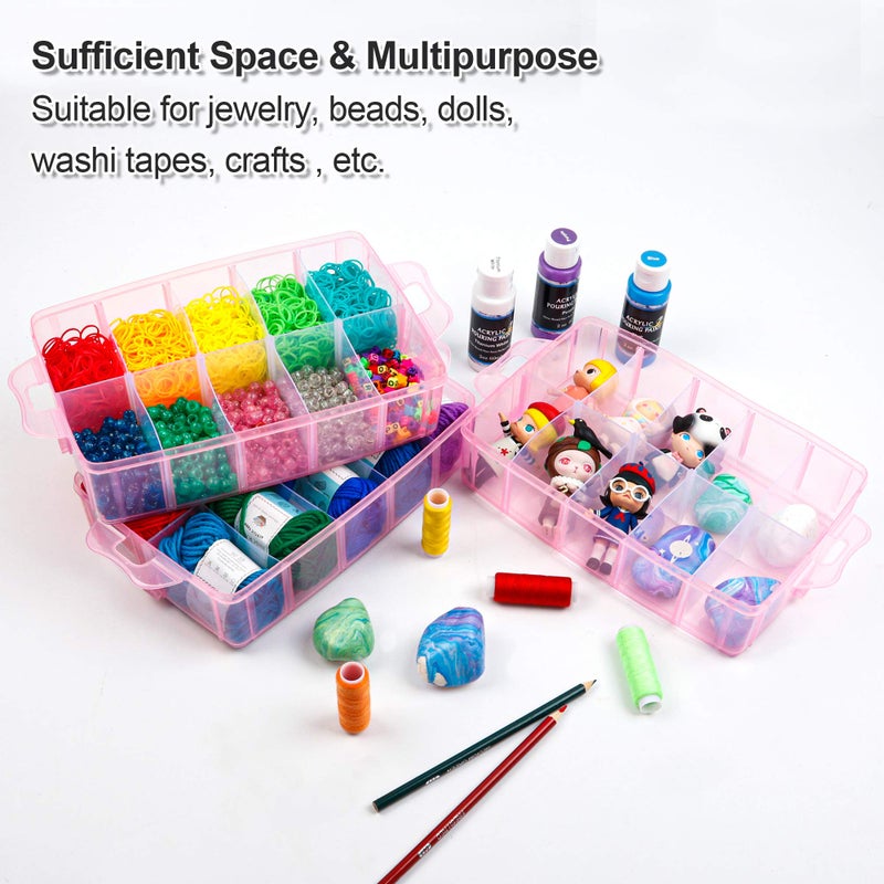 Inscraft 7 Tier Craft Storage Boxes with Compartments, 70 Adjustable Plastic Organiser Storage Boxes for Crafts, Beads, Screw, Washi Tap, Stackable Storage Sorting Box for Toys, Crafts, Art Supplies - Image 4